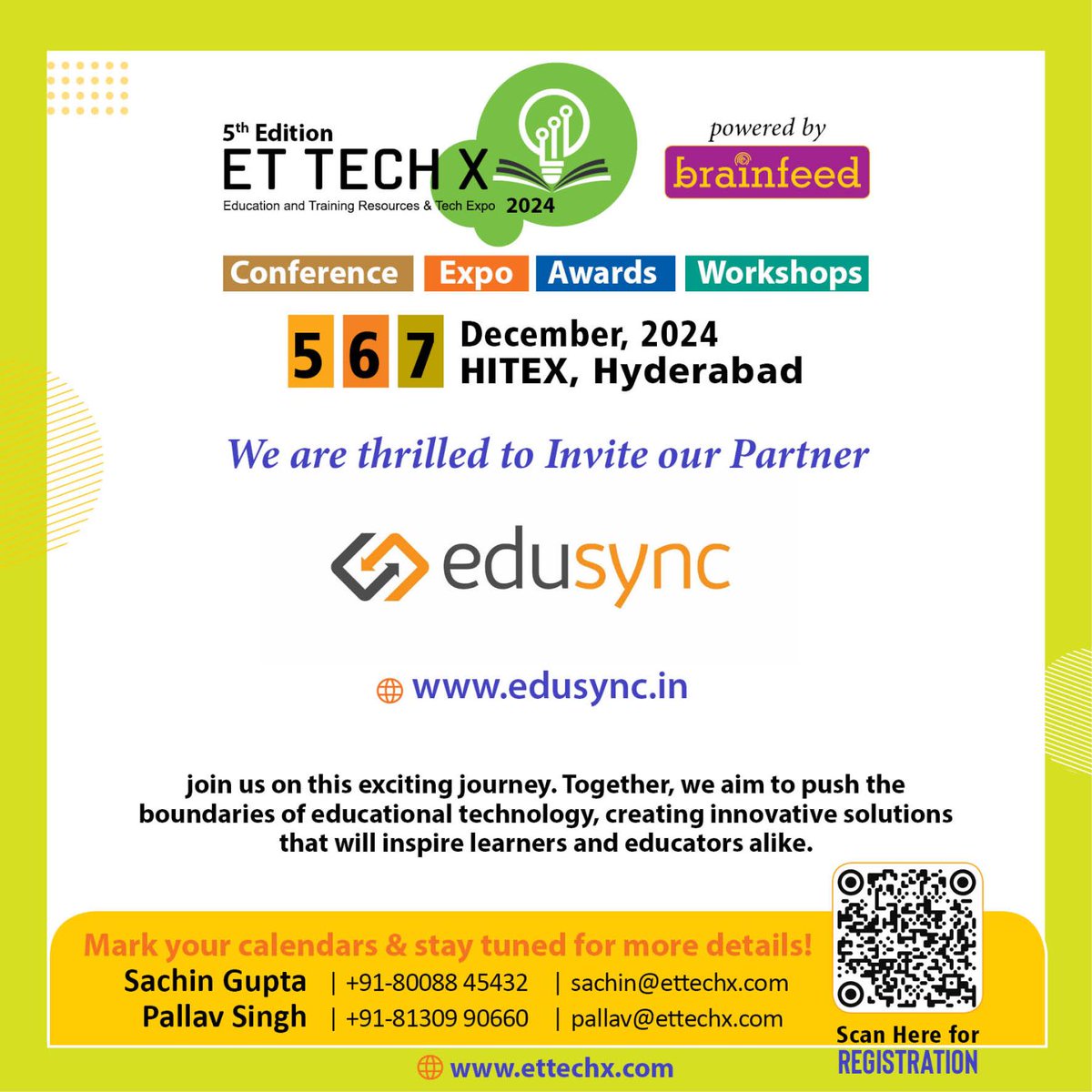 Edusyncsol's tweet image. Excited to announce our participation at ET Tech X Expo 2024, India’s premier Education and Training Event! 🎉 Join us for key insights and the latest developments. 

Register your spot: ettechx.com

Stay tuned for updates! See you at HITEX!
#Edtechevent