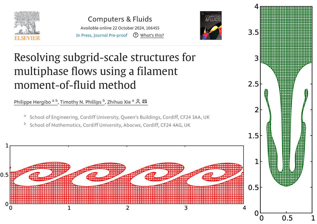 Zhihua Xie (@zhihuaxie) on Twitter photo Very happy to share our moment-of-fluid method for resolving subgrid filaments in #multiphase #CFD using relatively coarse grids in Computers & Fluids, which is led by our PhD student Philippe Hergibo <a href="/EngineeringCU/">Cardiff University Engineering</a>, together with <a href="/Phillips32Tim/">Tim Phillips</a> <a href="/MathsCU/">Cardiff Uni Maths</a>
doi.org/10.1016/j.comp… Very happy to share our moment-of-fluid method for resolving subgrid filaments in #multiphase #CFD using relatively coarse grids in Computers & Fluids, which is led by our PhD student Philippe Hergibo <a href="/EngineeringCU/">Cardiff University Engineering</a>, together with <a href="/Phillips32Tim/">Tim Phillips</a> <a href="/MathsCU/">Cardiff Uni Maths</a>
doi.org/10.1016/j.comp…