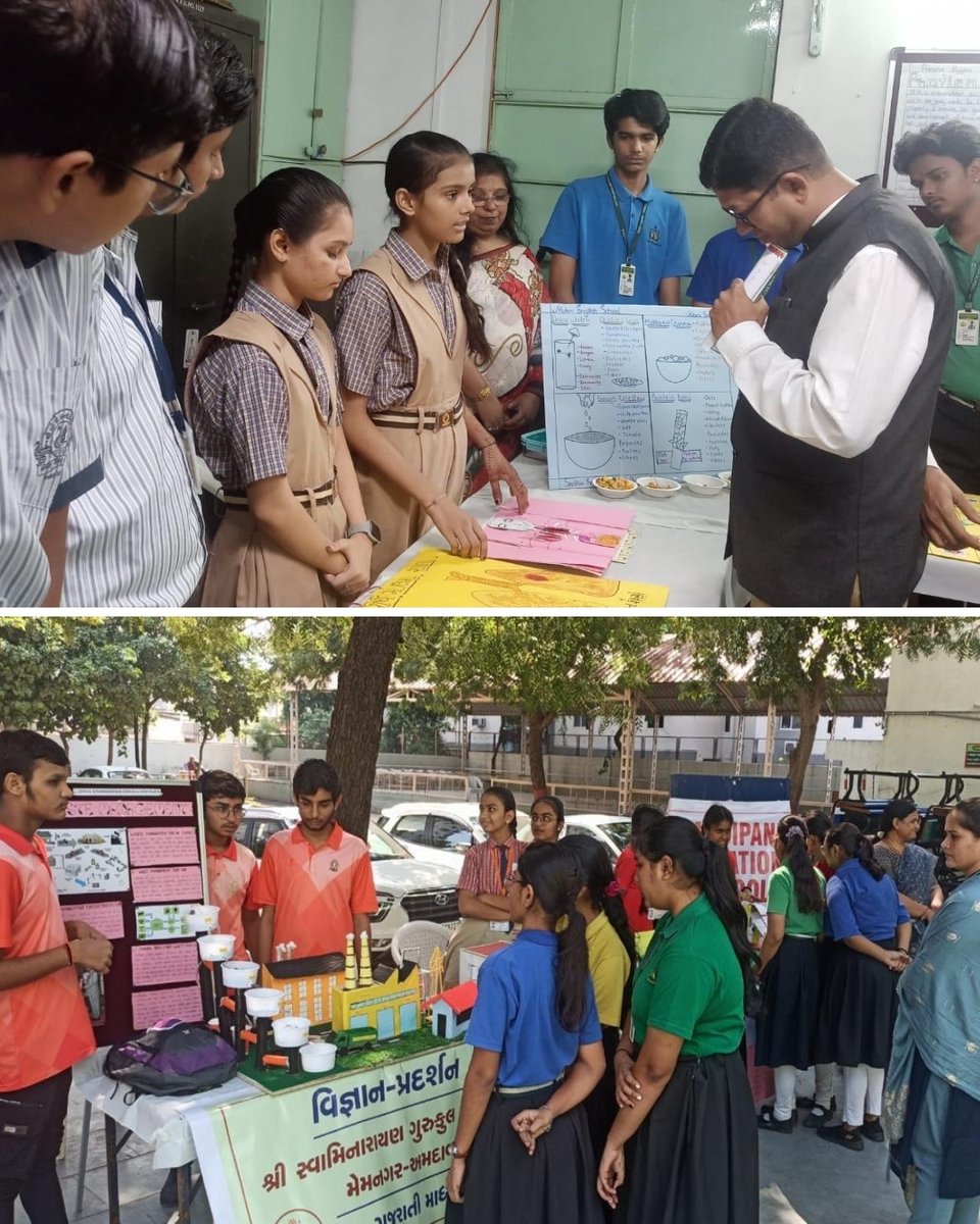 ahmedabadmirror's tweet image. The District Education Office (Rural), in collaboration with Shri Mahalaxmi Rural Education and Training Centre and Takshshila School Development Union, hosted an inter-school Science and Maths Exhibition.
PC:- Jignesh Vora
#InterSchoolExhibition #ScienceAndMath #NutanVidhyaVihar