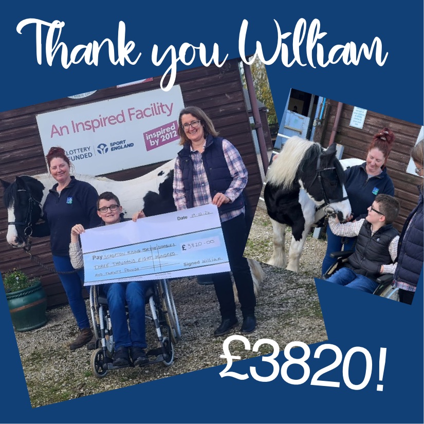 What an amazing fund raising success for our rider William 🙌🏼

Following the loss of our beloved horse Hercules, William wanted to help raise some funds towards buying a new horse for the centre. He set out with a small target, but ended up raising £3820 - absolutely amazing! 💚