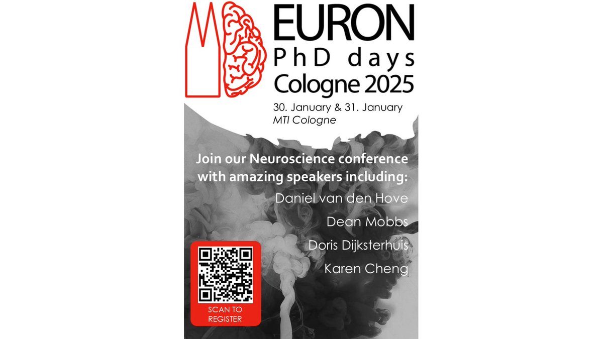 iBehave Network (@ibehavenetwork) on Twitter photo iBehave PhD student Quinn is co-organizing #EURON #PhD Days in <a href="/UniCologne/">Universität zu Köln</a>
🎓 Workshop from iBehave CADRE Team
🎙️Talks from iBehave members <a href="/karen___yc/">Karen Cheng</a> & <a href="/DorisDijk/">Doris Dijksterhuis</a>
🎙️ Keynotes: Daniel van den Hove <a href="/Caltech/">Caltech</a> & Dean Mobbs @maasuniversity
Register 👇
📎 aanmelder.nl/phddays2025/su… iBehave PhD student Quinn is co-organizing #EURON #PhD Days in <a href="/UniCologne/">Universität zu Köln</a>
🎓 Workshop from iBehave CADRE Team
🎙️Talks from iBehave members <a href="/karen___yc/">Karen Cheng</a> & <a href="/DorisDijk/">Doris Dijksterhuis</a>
🎙️ Keynotes: Daniel van den Hove <a href="/Caltech/">Caltech</a> & Dean Mobbs @maasuniversity
Register 👇
📎 aanmelder.nl/phddays2025/su…