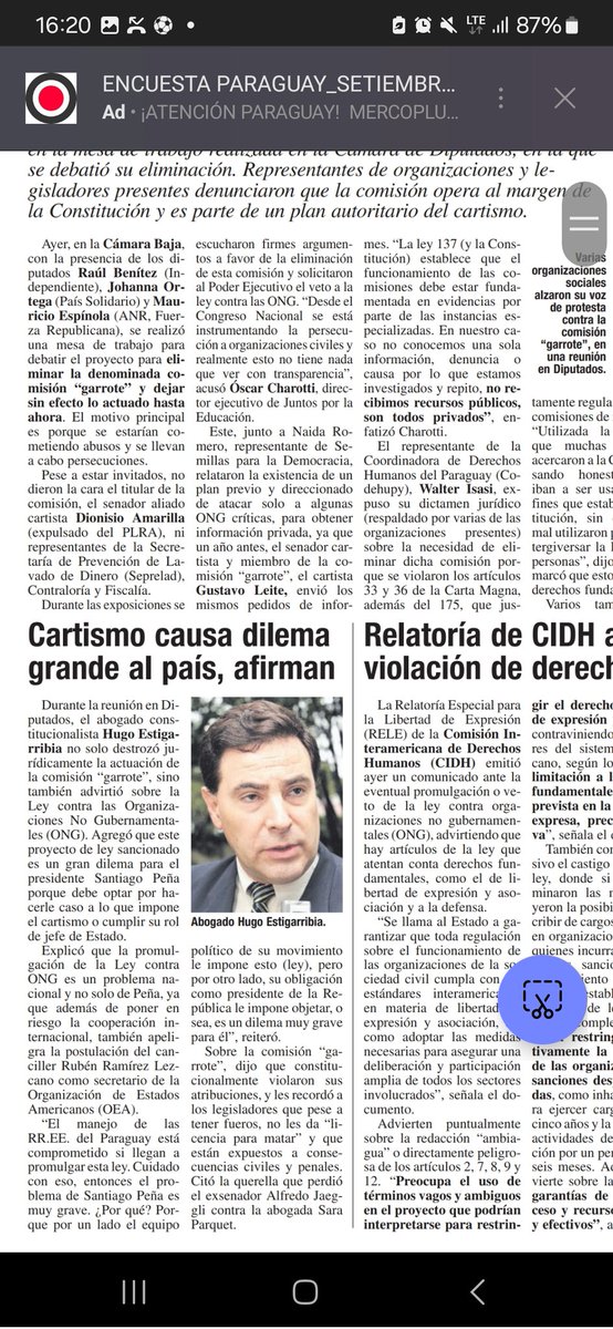 _hestigarribia's tweet photo. NO A GRADO DE INVERSIÓN: PRIMERA CONSECUENCIA INTERNACIONAL DE PROYECTO DE LEY CONTRA ONGS, lo cual ratifica lo dicho,que Peña está ante un dilema: si la promulga da su OK 👍a cartismo y si la objeta(veta) cumplirá, positivamente,su rol, en beneficio del país. PRIMERO PARAGUAY! https://t.co/cX5n24lPTJ