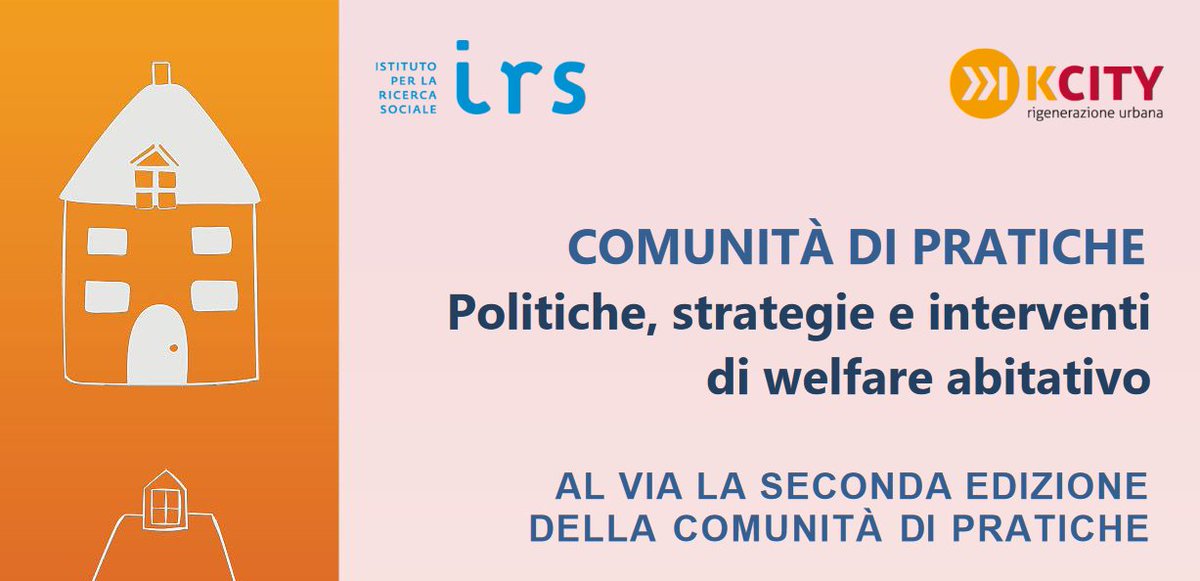 IRS (@irsonline73) on Twitter photo IRS e KCity - Rigenerazione urbana lanciano la II edizione della Comunità di Pratiche dedicata a politiche, strategie e interventi nel welfare abitativo, rivolta a funzionari di enti pubblici, aziende consortili e Terzo settore. prosp.it/welfabit2
Info: asboni@irsonline.it IRS e KCity - Rigenerazione urbana lanciano la II edizione della Comunità di Pratiche dedicata a politiche, strategie e interventi nel welfare abitativo, rivolta a funzionari di enti pubblici, aziende consortili e Terzo settore. prosp.it/welfabit2
Info: asboni@irsonline.it