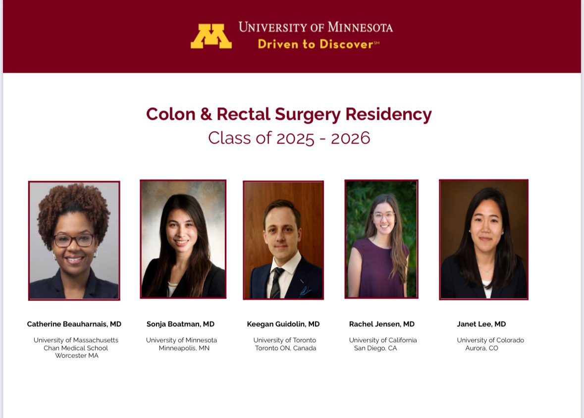 MNCRSurgery (@mncrsurgery) on Twitter photo Thrilled to announce our match results for the incoming colorectal class 2025-2026! Welcome to the family! <a href="/UMNSurgery/">UMN Surgery</a> #colorectalsurgery #Match2025 Thrilled to announce our match results for the incoming colorectal class 2025-2026! Welcome to the family! <a href="/UMNSurgery/">UMN Surgery</a> #colorectalsurgery #Match2025