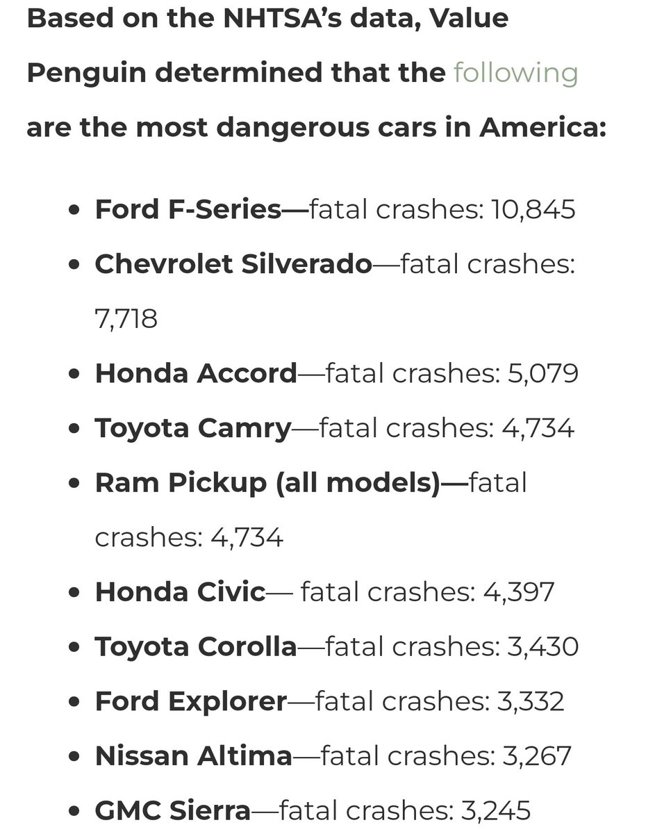 We must get these deadly Assault vehicles off of our streets.  Nobody needs a Ford F-150 with 30 gallon tank. You can walk to work. When I'm elected President, my first executive order will be to have the NHTSA go door to door and confiscate your deadly assault vehicles.