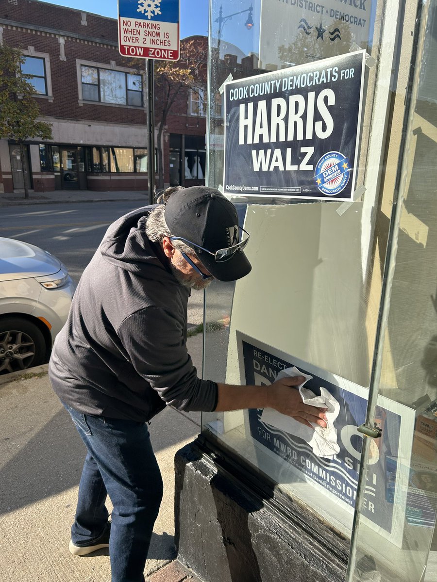 Putting in a little elbow grease to make sure our message is crystal clear 🗳️