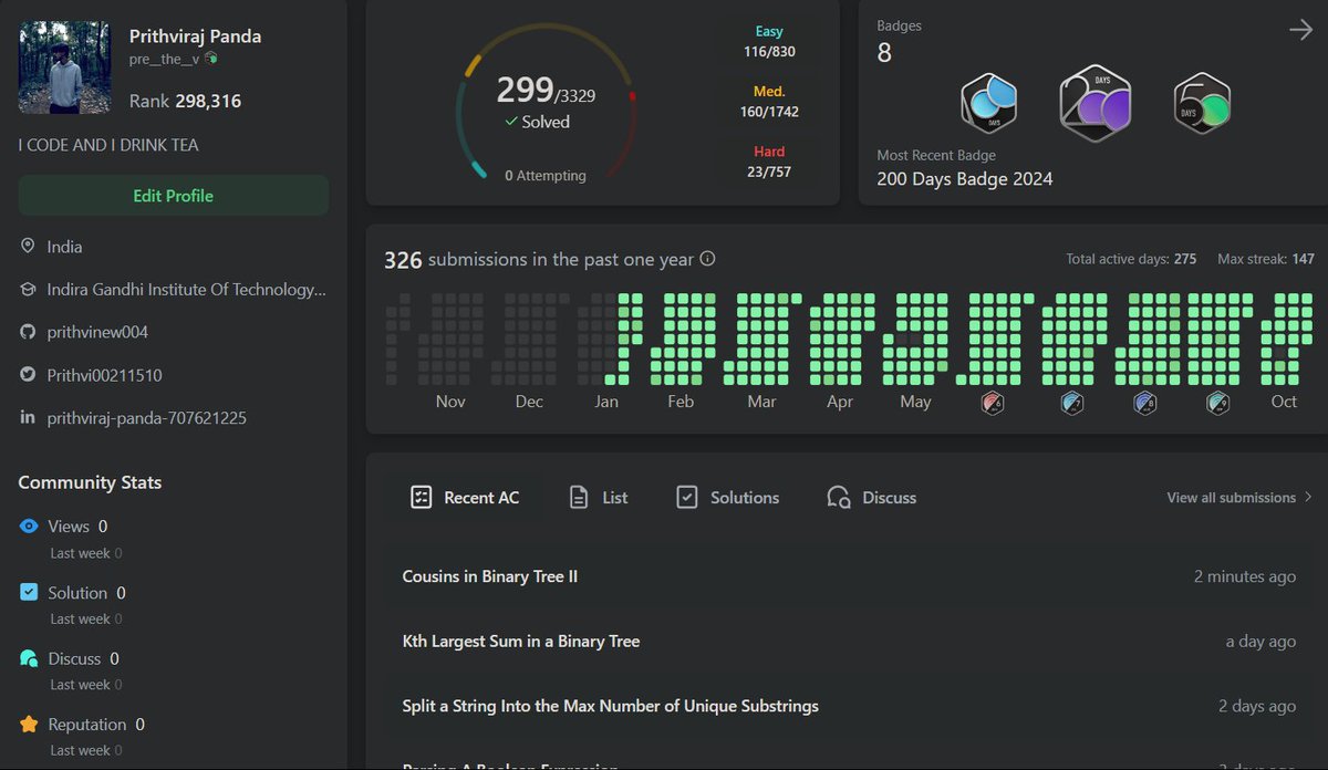 Prithvi00211510's tweet image. Day 275 of #LeetCode: Cousins in Binary Tree II 🌳👨‍👩‍👧‍👦. Learning something new each day through these binary tree challenges! #LeetCodeChallenge #BinaryTree #Coding