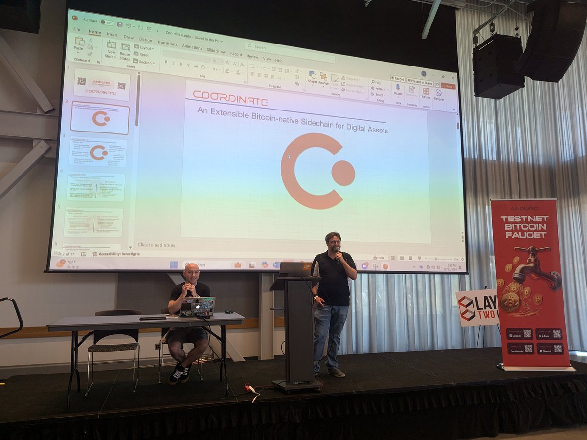 andurobtc's tweet photo. Presenting #Coordinate at @tabconf with @theblackmarble and @PortlandHODL
Get your #Testnet4 #Bitcoin!
#Layer2 https://t.co/oMjGJhnVJt