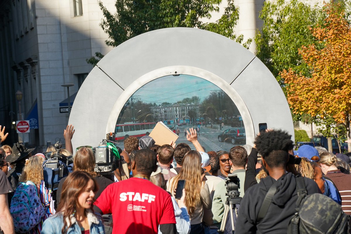 ✨ What an incredible day at the Grand Opening of the Portal in Love Park! 🌍 Communities came together to witness this beautiful connection to Vilnius, Lithuania, and Dublin, Poland.

Don't miss your chance to visit the Portal now through November 7th! #CommunityConnections
