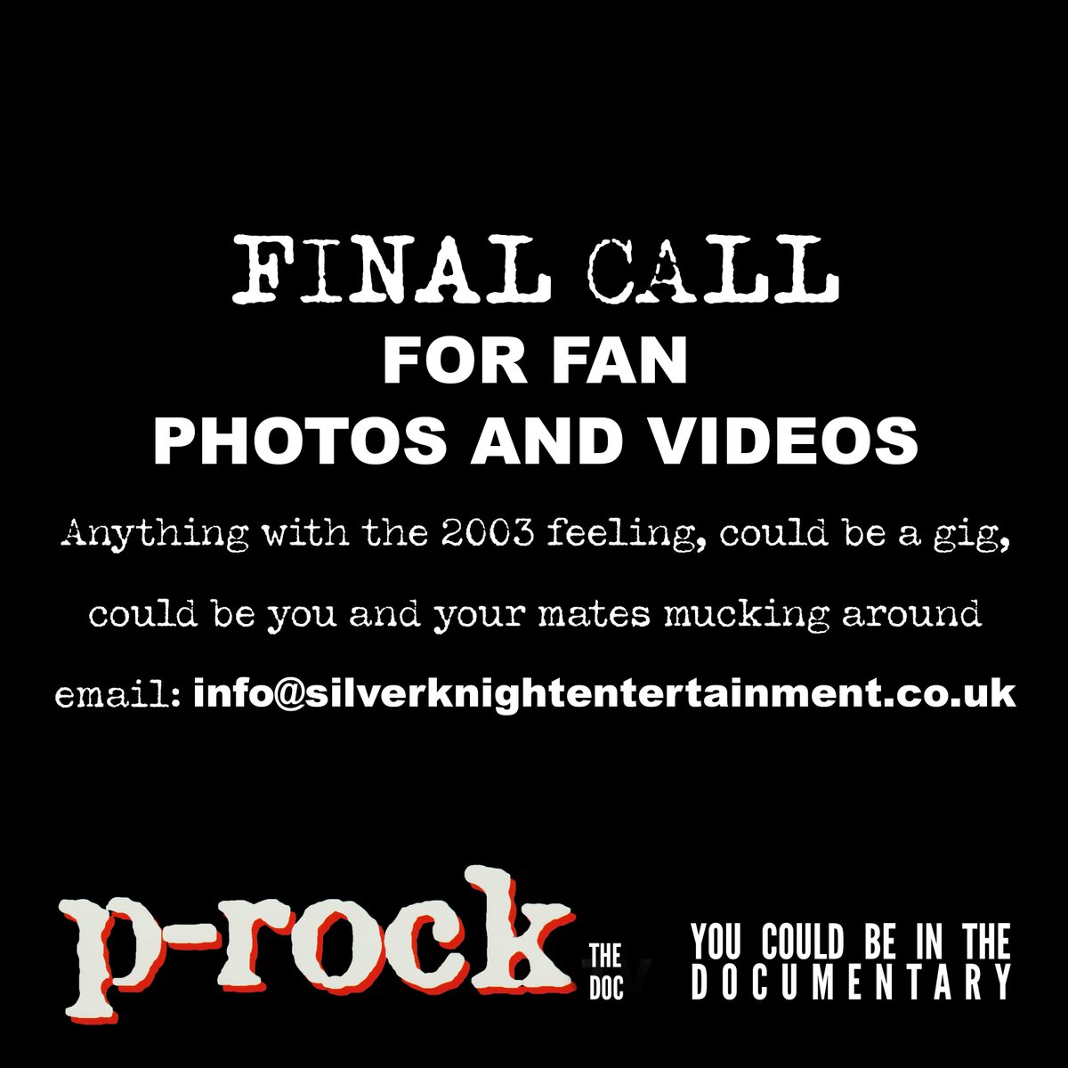 We have has so many fantastic video's and photos sent in but we still need more! If you got anything P-Rock related or of the 2003 scene please email over! #procktv #prockthedoc #signaturebrew #punk #ska #skapunk #hiphop #music #blinkdaze #musictv
