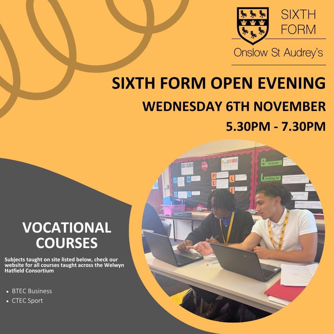 Click the link for more information about our Open Evening 
🔗tinyurl.com/OSA-Sixth-Form
#SixthForm #vocationaleducation #OpenEvening