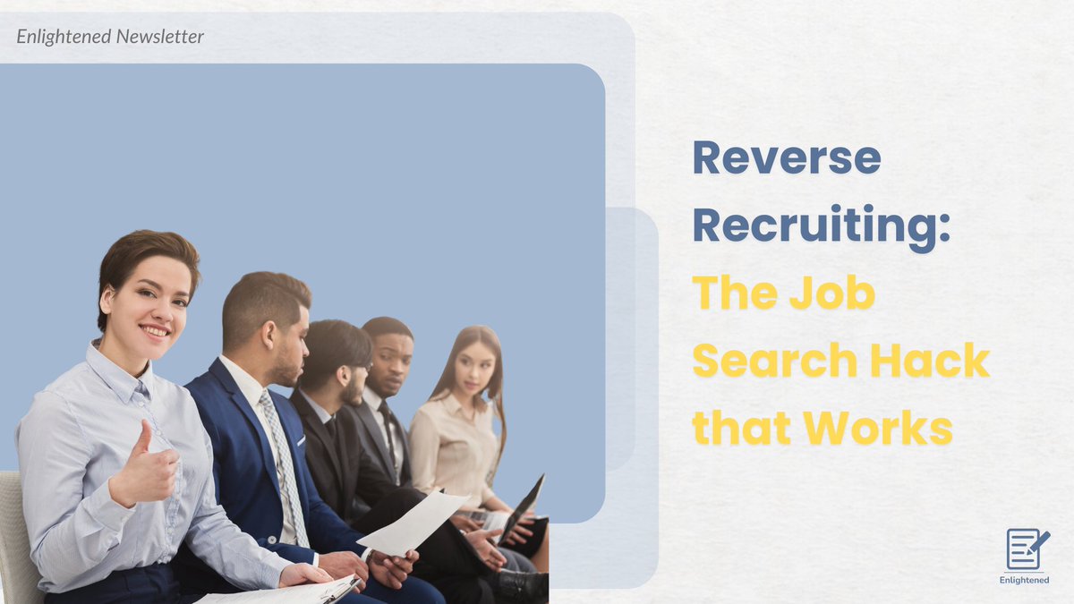 Enlightenedlcs's tweet image. Why spend hours applying to jobs when you can let the jobs come to you? Ever heard of Reverse Recruiting? It&apos;s the future of job searching. 

Check out our LinkedIn Newsletter and know more: tinyurl.com/reverserecruit…
hashtag#Hiring hashtag#JobSearch hashtag#ReverseRecruitin