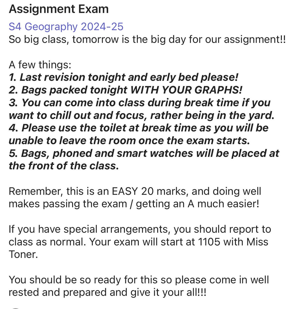 Mr Gallacher (@mrgalgeog) on Twitter photo The first of our S4 Geographers will be sitting their Assignment Exam tomorrow- some last minute advice! 🍀 <a href="/DLSocialSubs/">Dalziel Social Subjects & RMPS</a> <a href="/DalzielHigh/">Dalziel High School</a> The first of our S4 Geographers will be sitting their Assignment Exam tomorrow- some last minute advice! 🍀 <a href="/DLSocialSubs/">Dalziel Social Subjects & RMPS</a> <a href="/DalzielHigh/">Dalziel High School</a>