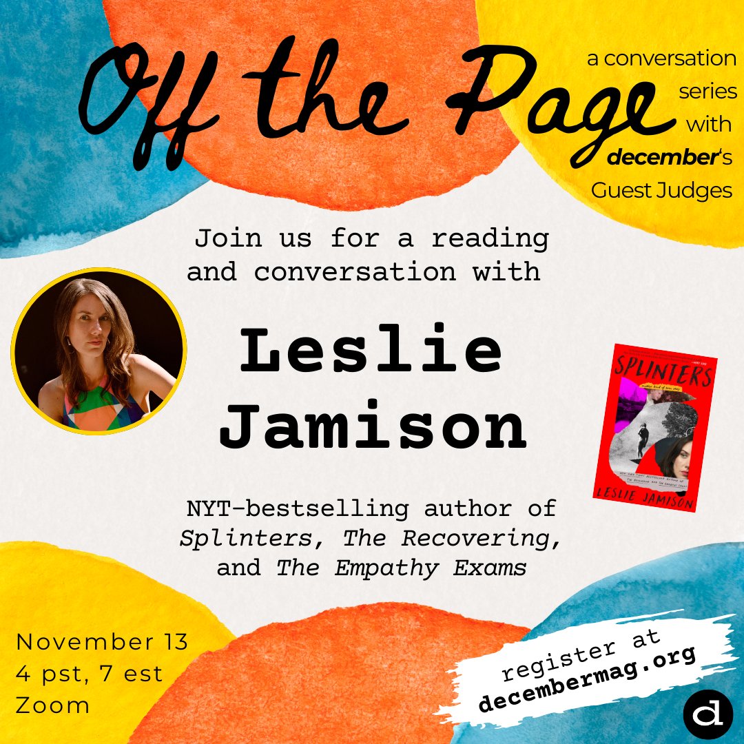 We’re so excited for our next Off the Page event! Join us Nov. 13 for a reading and conversation with guest judge <a href="/lsjamison/">Leslie Jamison</a> and the winner and honorable mention of our 2024 Prose Awards. Register now: tinyurl.com/OTPregister