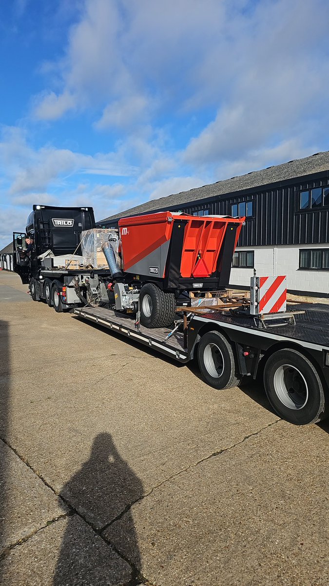 Delivery's coming thick and fast from <a href="/Trilo_equipment/">Trilo</a> this week. Look at this beauty. The Trilo C12 for large-scale cut and collect, heading to a local authority for their wild flower maintenance, and a Trilo M4 heading to a golf club near you for leaf clearing. #wildflower