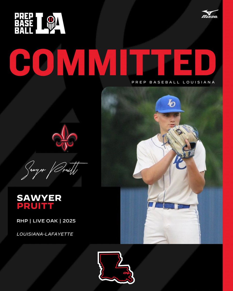 Prep Baseball Louisiana (@prepbaseballla) on Twitter photo Congratulations to 2025 Sawyer Pruitt (Live Oak HS) on his commitment to the University of Louisiana-Lafayette. #BeSeen
<a href="/AlexArmandPBR/">Alex Armand</a> | <a href="/Tyler__Leary/">Tyler Leary</a>
👤 loom.ly/v5aNDXo Congratulations to 2025 Sawyer Pruitt (Live Oak HS) on his commitment to the University of Louisiana-Lafayette. #BeSeen
<a href="/AlexArmandPBR/">Alex Armand</a> | <a href="/Tyler__Leary/">Tyler Leary</a>
👤 loom.ly/v5aNDXo