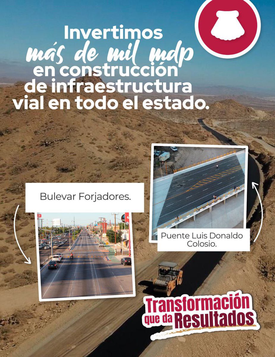 VictorCastroCos's tweet photo. Con una inversión de más de mil millones de pesos en infraestructura vial en todo el estado, avanzamos en el mejoramiento de la movilidad, y la conectividad en #BajaCaliforniaSur, con obras claves como la carretera de Bahía Tortugas a Punta Eugenia, la rehabilitación del bulevar Forjadores y la construcción del Puente Colosio.

#TransformaciónQueDaResultados