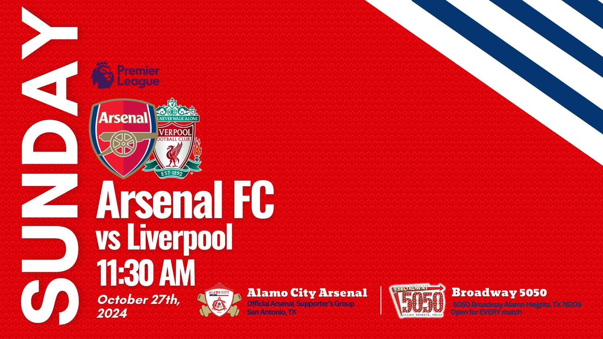 Go ahead and put this on your calendar… This Sunday, and it’s not an early one. See you at <a href="/Broadway5050/">Broadway 5050</a>! #arsenal #DeepInTheHeart