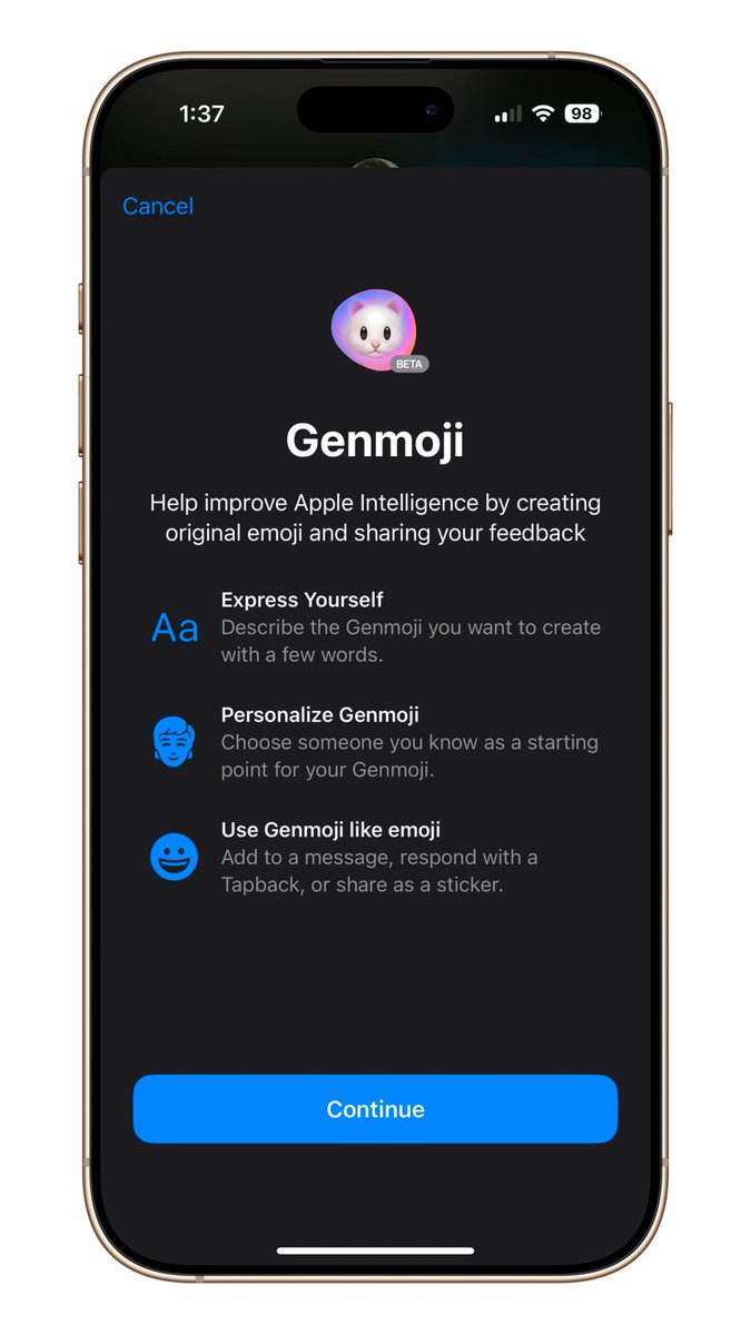 jeff_umanzor's tweet image. Novedades de iOS 18.2 beta 1 en iPhone 16 Pro Max😍😍 #ios182beta #ios182 #ios182beta1 #genmoji #imagecreation