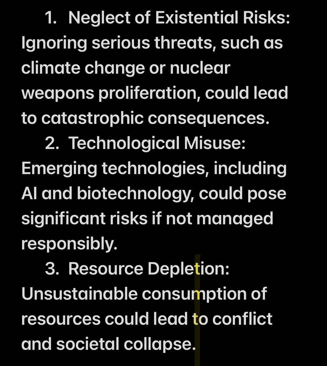 MissSimone's tweet image. I asked AI what the factors are that could lead to annihilation of humans from Planet Earth: