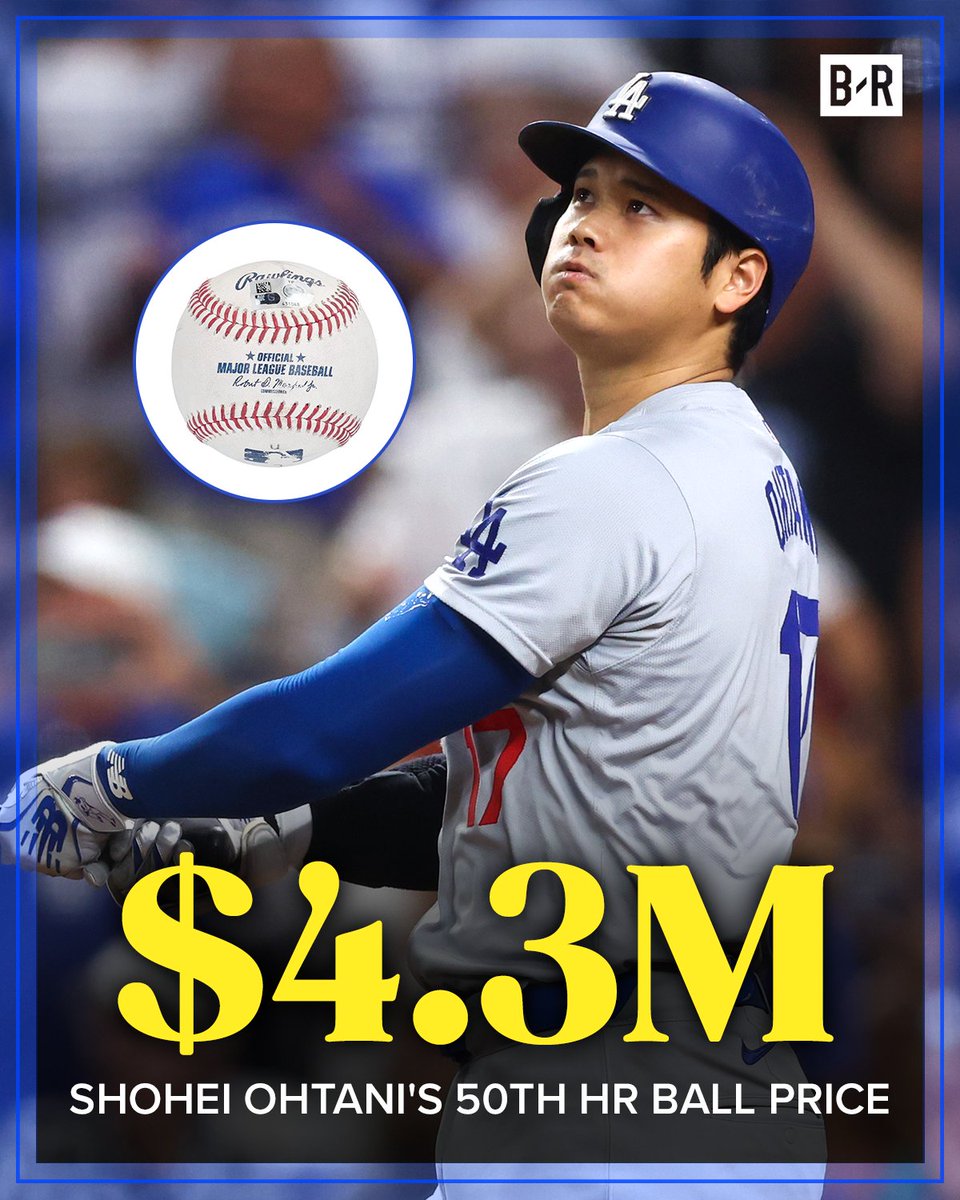 Shohei Ohtani's 50th HR ball sold for $4,392,000, making it the most expensive ball ever sold from any sport 🤯 <a href="/BRWalkoff/">B/R Walk-Off</a>