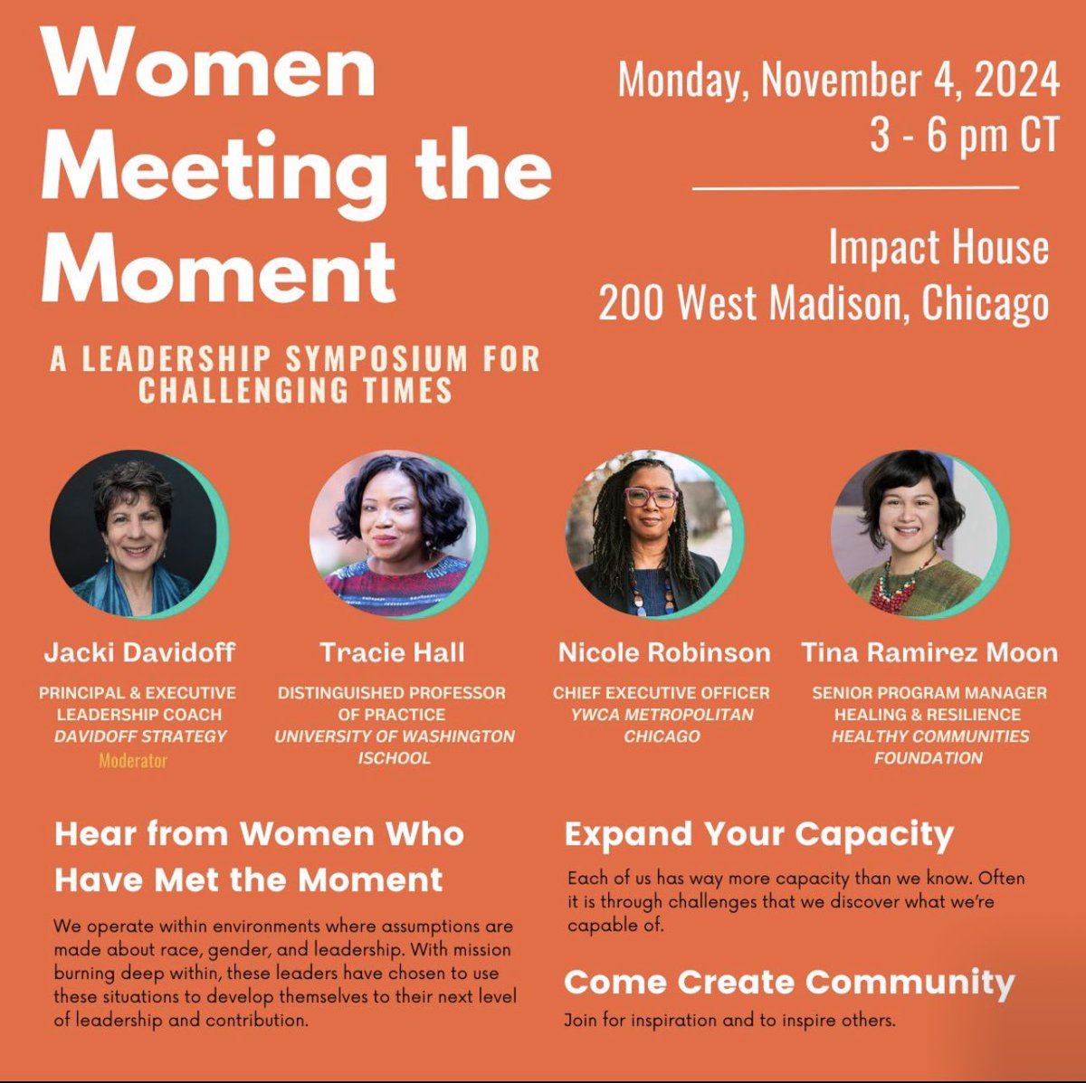 Just found out there are only 20 tickets still available!

Join us for earnest truthtelling and visioning on this afternoon that squarely considers how race and gender inform women’s leadership in these times. 

Monday, November 4, 3-6 pm. Register here! 
lnkd.in/gGwgevU6