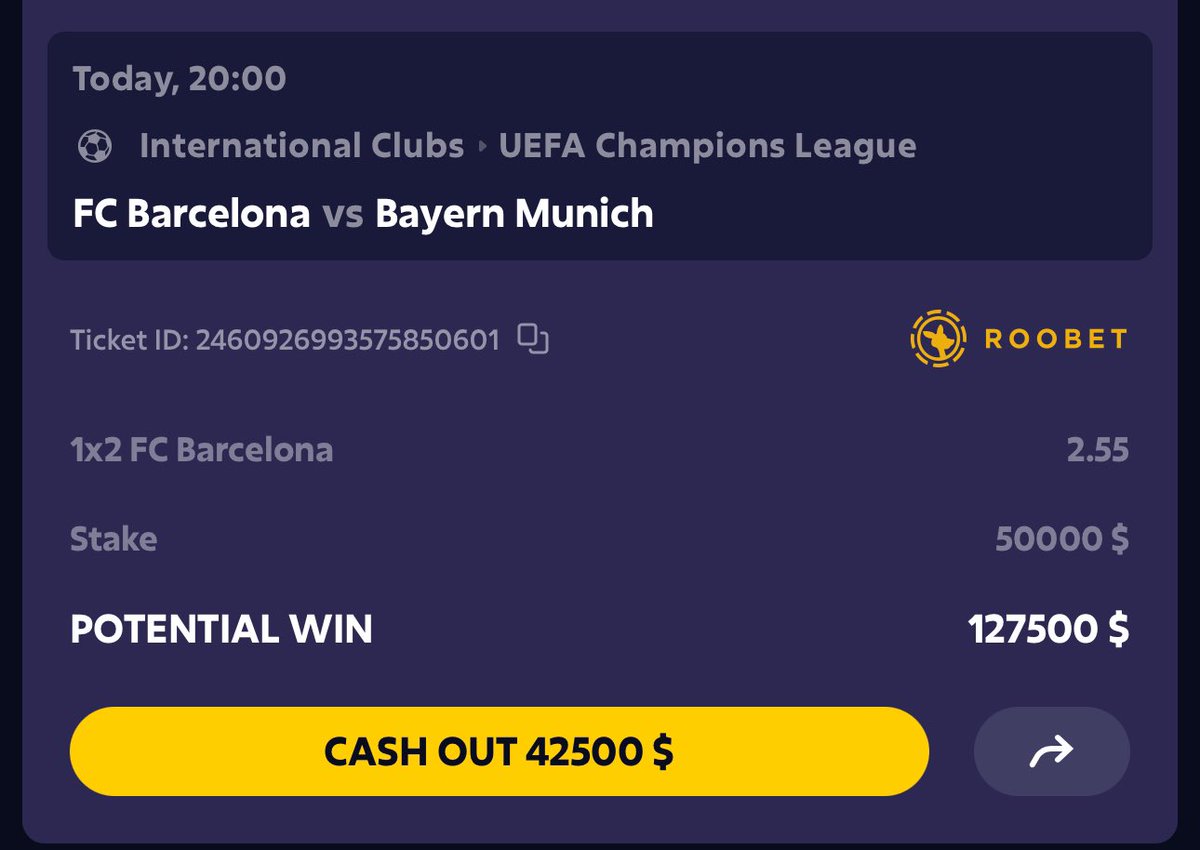 $50K on FCB ⚽️ 

If I win this, I’m giving a random person who retweets $1,000. ❤️

If the winner is on code Foss, I’ll send them $5,000 instead of $1,000 💸

COMEEEONNNNNNN <a href="/Roobet/">Roobet</a>