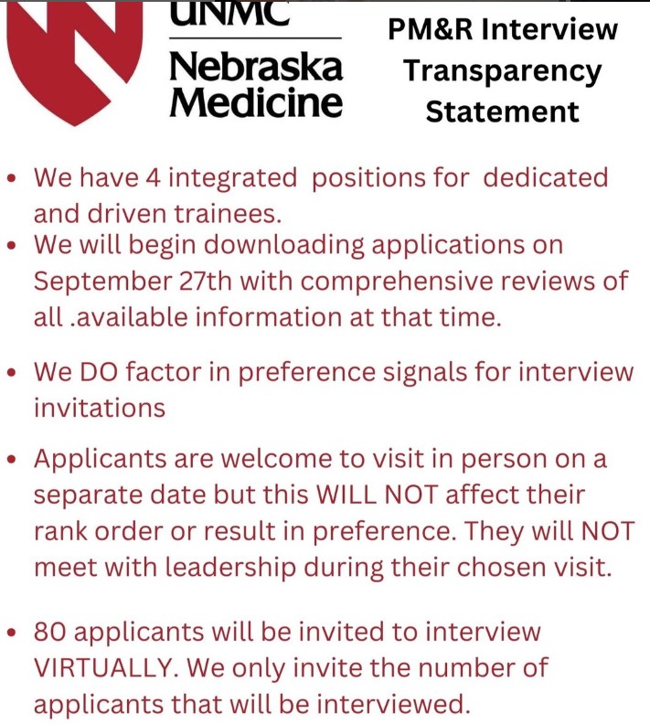 UNMC PM&amp;R Transparency Statement