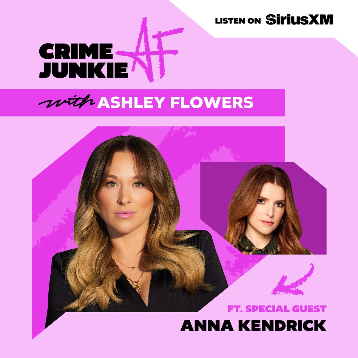 This month's guest on Crime Junkie AF is ANNA KENDRICK! This Friday, don't miss @ash_flowers &amp; @annakendrick47's conversation about the dating game killer &amp; Anna's directorial debut in the film based on the case, Woman of the Hour.