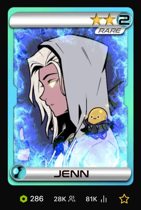 Jenn (@djenn) on Twitter photo When I first started playing <a href="/fantasy_top_/">fantasy.top</a>, I bought these cards to bet on myself.
I'm just a lil 2 star floorfluencer, but now with a soul bound legendary it's time to find these a new home after this main.
Gib me a comment w/ a time you made a bet on yourself and a repost. When I first started playing <a href="/fantasy_top_/">fantasy.top</a>, I bought these cards to bet on myself.
I'm just a lil 2 star floorfluencer, but now with a soul bound legendary it's time to find these a new home after this main.
Gib me a comment w/ a time you made a bet on yourself and a repost.