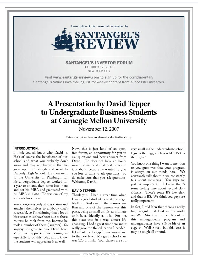 F_Compounders's tweet photo. David Tepper’s presentation to Undergraduate Business Students https://t.co/lNyVkaEiQH