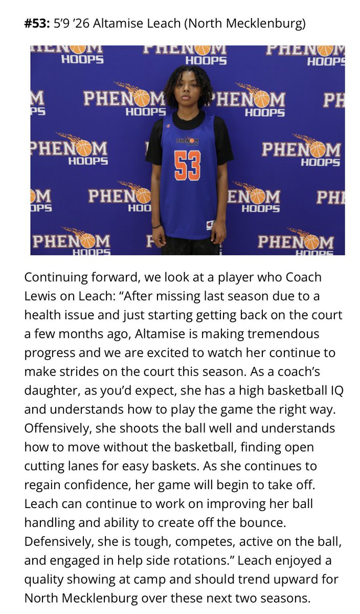 🔥Thank you <a href="/LadyPhenomHoops/">Lady Phenom Hoops</a> for the great 📝 on AJ Leach🏀