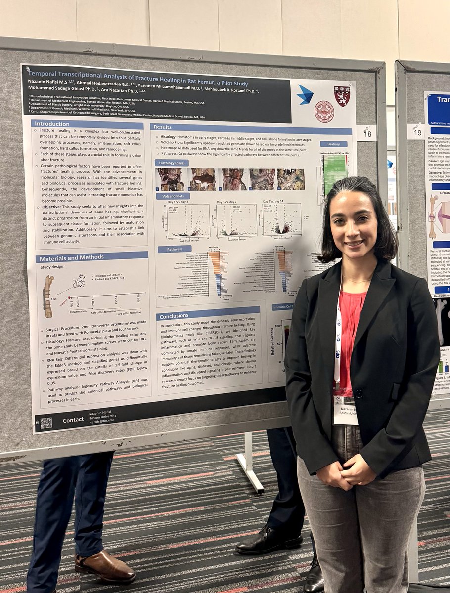 Ara Nazarian, PhD π¦π² (@nazarianlab) on Twitter photo Kudos to @NazNFS for showcasing her research at #ISFR2024 with @ISFRfractures and <a href="/ORSsociety/">Orthopaedic Research Society</a>. Her study focuses on temporal transcriptomics in rat fracture repair, collaborating closely with @AhmadRZV, <a href="/Ortho_BIDMC/">Ortho_BIDMC</a>, & @HarvardMed. #FractureHealing π¦΄π Kudos to @NazNFS for showcasing her research at #ISFR2024 with @ISFRfractures and <a href="/ORSsociety/">Orthopaedic Research Society</a>. Her study focuses on temporal transcriptomics in rat fracture repair, collaborating closely with @AhmadRZV, <a href="/Ortho_BIDMC/">Ortho_BIDMC</a>, & @HarvardMed. #FractureHealing π¦΄π