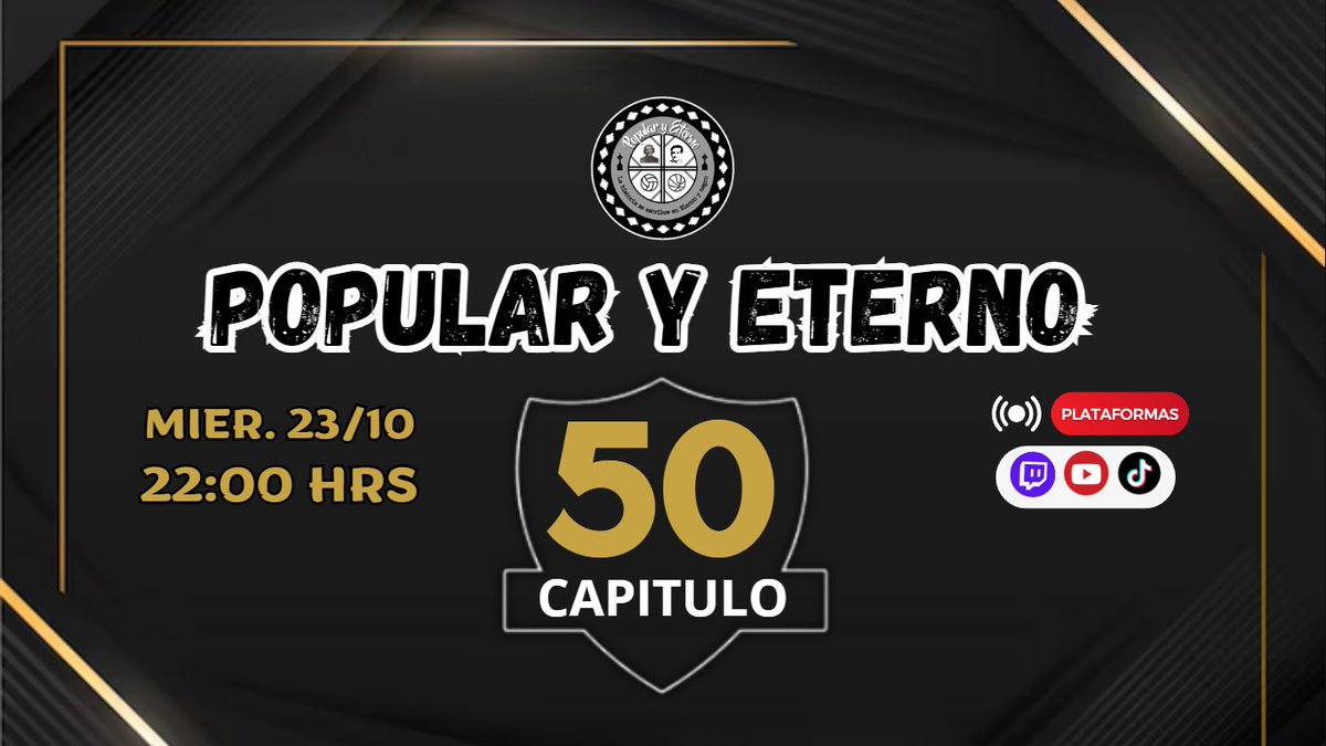 PopularyEterno's tweet image. Este miércoles a las 22:00 hrs, #PopularYEterno celebra un momento icónico: ¡nuestro #Capítulo50! 🎉

Un número que marca el esfuerzo, pasión y compromiso de este proyecto que crece junto a ustedes, hinchas Colocolin@s, ¡Gracias totales!. 
#VamosColoColo #HinchasAlbos #Stream