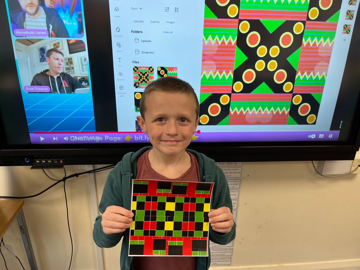 We’ve been making Kente tiles using Adobe Express, to celebrate Black History Month. These tiles were traditionally made of fabric by people in Ghana. #TheOVWay #article7 #BlackHistoryMonthUK