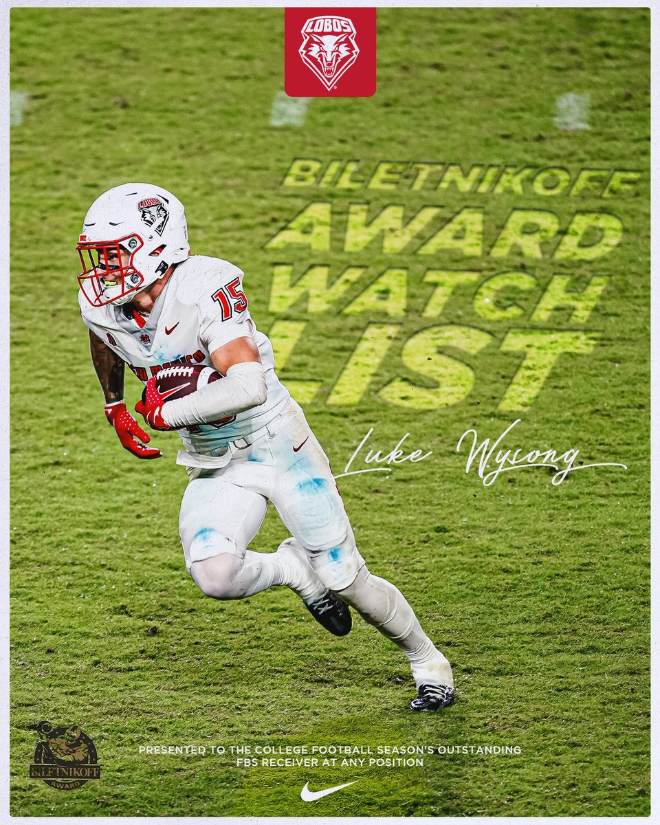 UNMLoboFB's tweet photo. So @LukeWysong is having a SEASON!

Career high 50 receptions✅
Career high 663 yards✅
Leading receiver all seven games✅
CSC Comeback Player of the Year Watch List✅
Biletnikoff Award Watch List✅

Complete Release: https://t.co/psF2POJeCD

#505SVF | #GoLobos | #EarnedNotGiven https://t.co/ujJWKEyZ6T
