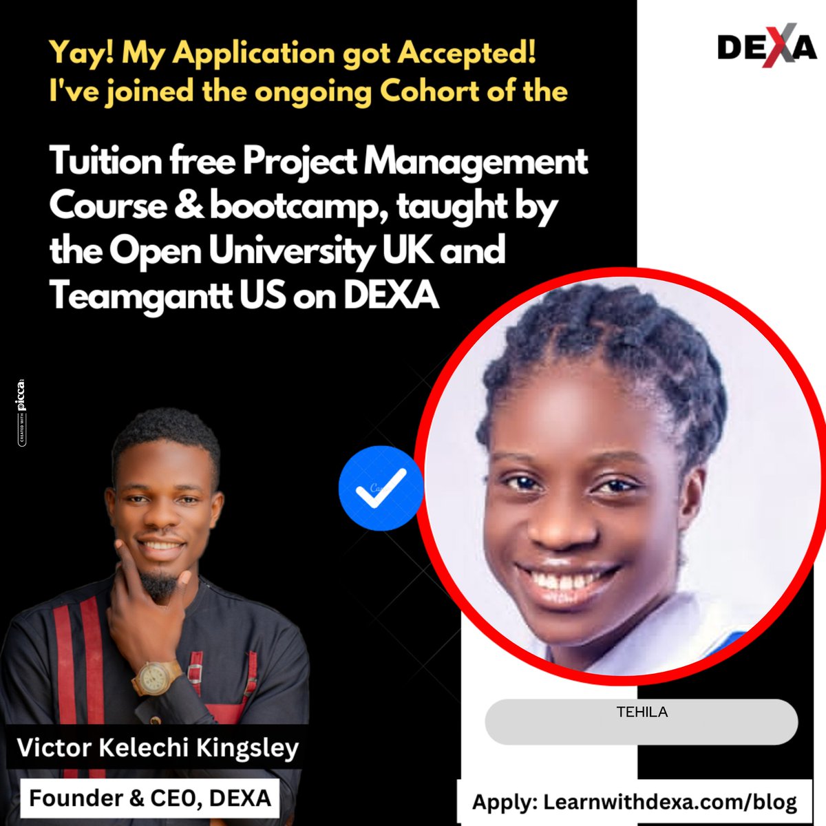 God1Favourite's tweet photo. Excited to announce my enrollment in the tuition free Project Management course taught by The Open University UK &amp; TeamGantt.

@Learnwithdexa https://t.co/wfrBaXZKwb