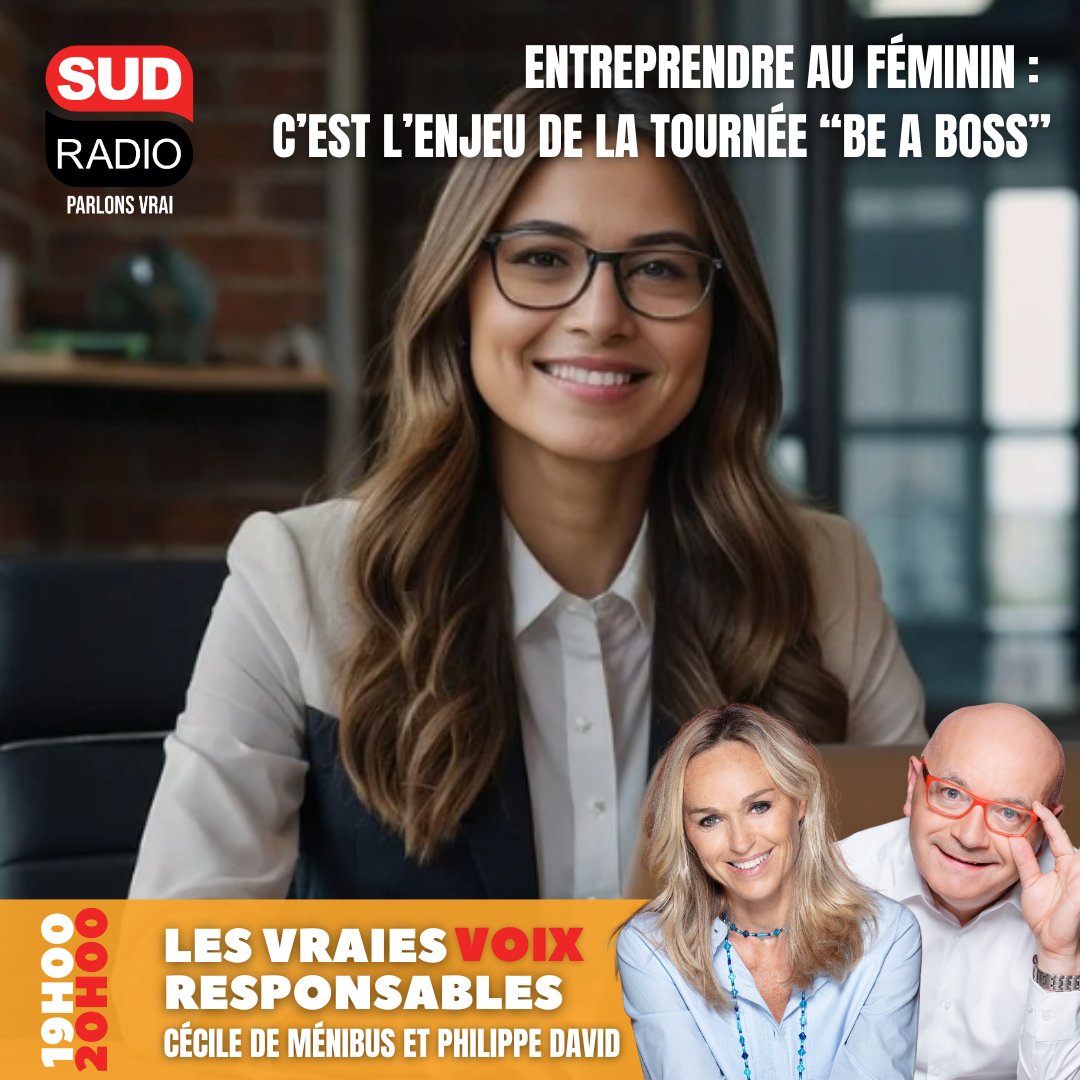 Sud Radio (@sudradio) on Twitter photo 🟠#LesVraiesVoixResponsables avec <a href="/cecile2menibus/">Cécile Hellouin de Ménibus ♕</a> et <a href="/PhDavidMtb/">Philippe DAVID⭐⭐</a> - 19h/20h !
▶️ Entreprendre au féminin : C’est l’enjeu de la tournée “Be a boss”
Avec <a href="/LaurentZagaroli/">Laurent Zagaroli</a>, Lena de Morgoli (<a href="/myveasytor/">My Veasytor</a>), Marie-Odile McKeeney (<a href="/_hability/">H'ability</a>) et Eva Ngalle (<a href="/ti3rs_app/">#TI3RS</a>) 🟠#LesVraiesVoixResponsables avec <a href="/cecile2menibus/">Cécile Hellouin de Ménibus ♕</a> et <a href="/PhDavidMtb/">Philippe DAVID⭐⭐</a> - 19h/20h !
▶️ Entreprendre au féminin : C’est l’enjeu de la tournée “Be a boss”
Avec <a href="/LaurentZagaroli/">Laurent Zagaroli</a>, Lena de Morgoli (<a href="/myveasytor/">My Veasytor</a>), Marie-Odile McKeeney (<a href="/_hability/">H'ability</a>) et Eva Ngalle (<a href="/ti3rs_app/">#TI3RS</a>)