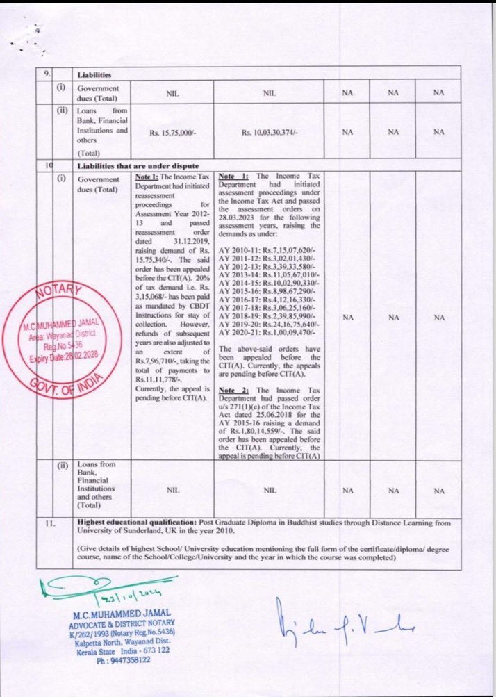 richapandey's tweet photo. Affidavit of Priyanka Gandhi Vadra

₹ 75 crore tax dispute 

Seriously?

This means an undeclared income of around ₹ 220 crores 

Priyanka Gandhi is not doing any business or job 

So from where this money is coming ?

#WaynadDeservesBetter https://t.co/AVJWaTdhn2