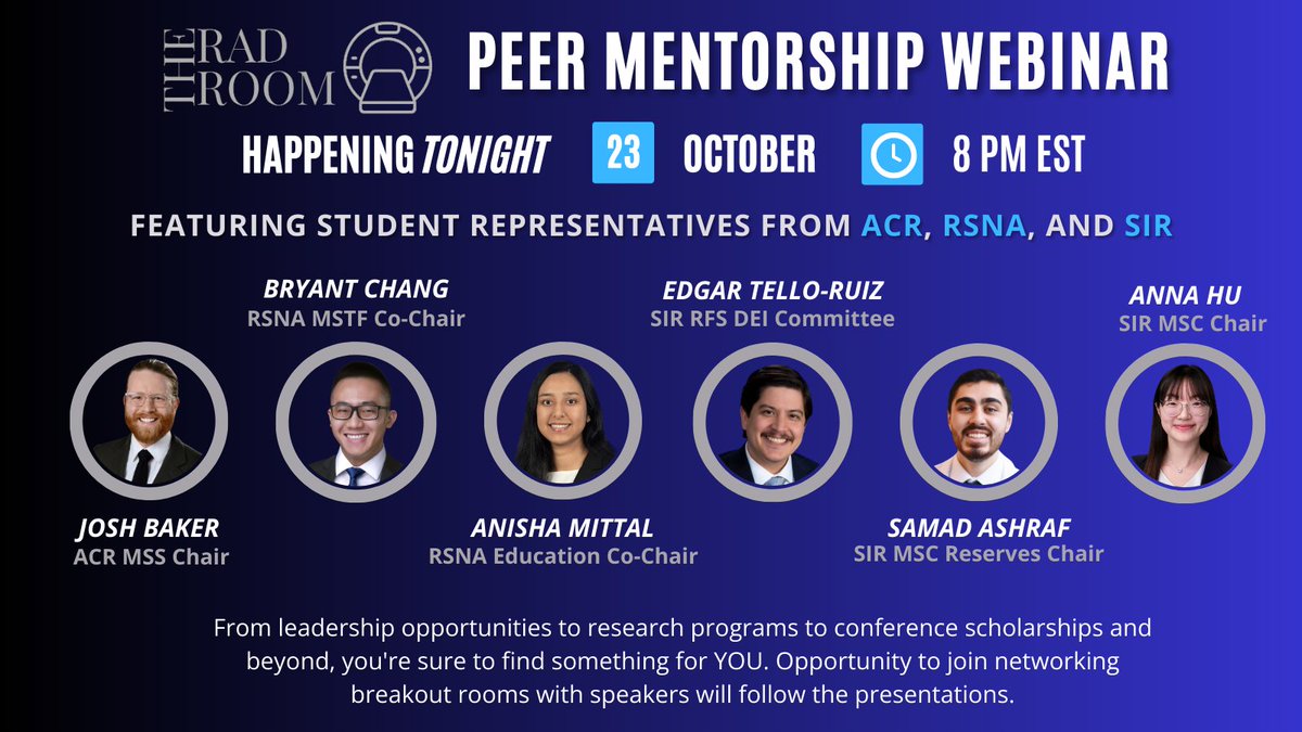 Anastacia Wahl, MS (@_anastacia_wahl) on Twitter photo 🩻🗣️ TONIGHT! Radiology Peer Mentorship Webinar
Last chance to register to receive Zoom link: tinyurl.com/TRRDEI
Join <a href="/TheRadRoom/">TheRadRoom</a>'s DEI Team as we hear from student representatives from 3 national organizations about opportunities for involvement as a #FutureRadRes. 🩻🗣️ TONIGHT! Radiology Peer Mentorship Webinar
Last chance to register to receive Zoom link: tinyurl.com/TRRDEI
Join <a href="/TheRadRoom/">TheRadRoom</a>'s DEI Team as we hear from student representatives from 3 national organizations about opportunities for involvement as a #FutureRadRes.