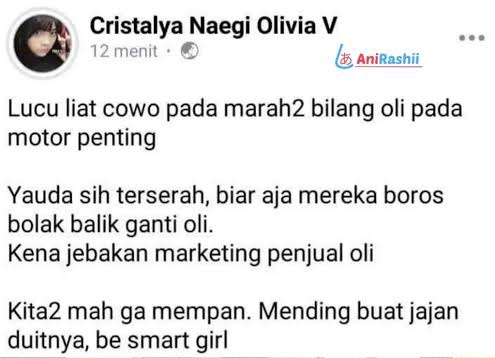 isiny_renginang's tweet photo. @tanyarlfes Gue malah mikirnya dia itu bikin konten satire soal komentar cewek yang berfikir ganti oli hanyalah trik marketing. 
Kalo yg belum tau Ini nih konteksnya : https://t.co/X5umOgUPh0