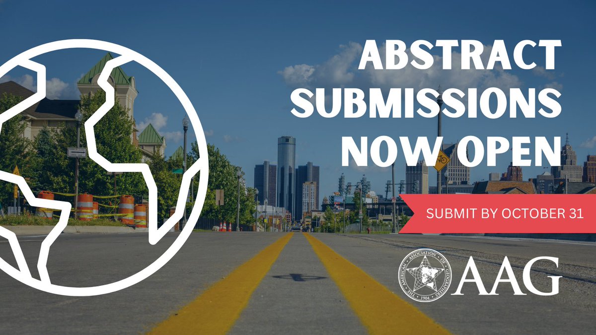 Did you hear? AAG accepts all abstracts for presentation at #AAG2025! Whether you plan to present virtually or in-person, do a poster, paper, or host a session, there's plenty of ways to get involved. Abstracts are due NEXT Thursday, October 31, 2024. bit.ly/3MQbgwD