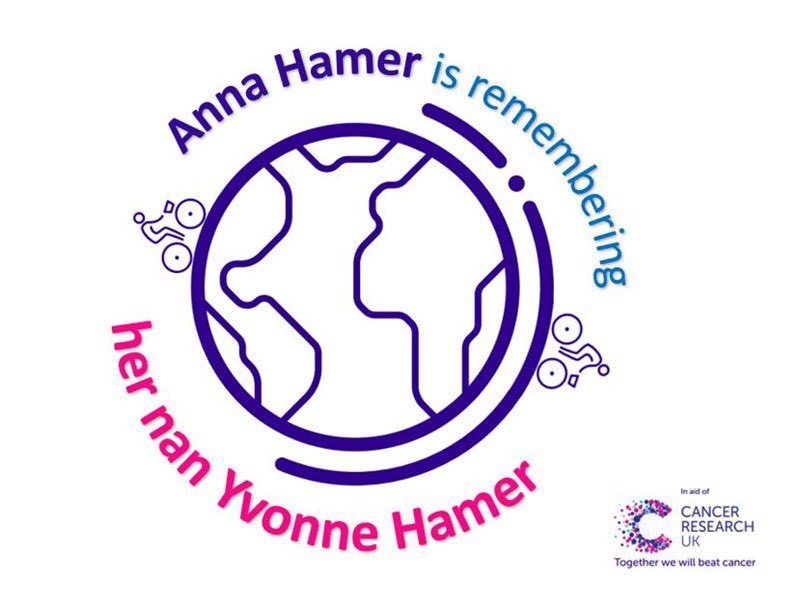 Many thanks to Anna Hamer for your kind donation, remembering your nan Yvonne Hamer on behalf of <a href="/CR_UK/">Cancer Research UK</a> and myself. It is appreciated.

After 4 years I have only 120kms of the 40,075kms I’m cycling left to help them beat #cancer.  Details @ justgiving.com/fundraising/cy…