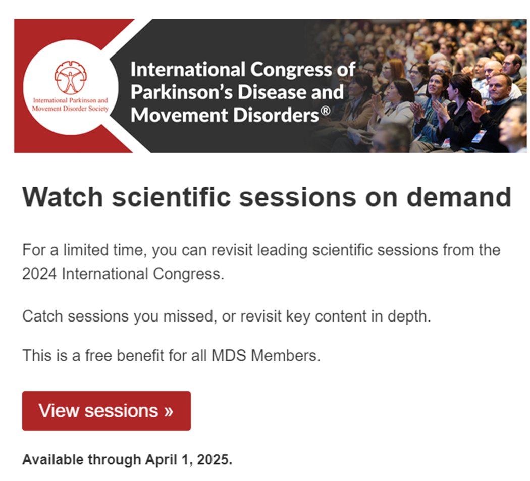 Manon_Auffret's tweet photo. The 2024 #MDSCongress recorded scientific sessions are now available on demand on the @movedisorder website : a not-to-be-missed opportunity to catch up on lectures and topics ! https://t.co/SgltCoTBCA
