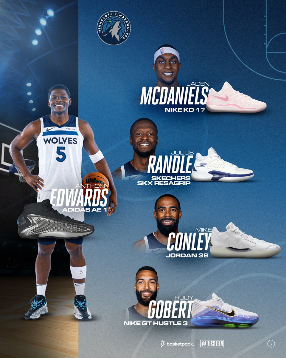basketpackfr's tweet photo. Minnesota Timberwolves preview 2024-25 👟         

Découvre les paires probables des joueurs majeurs des Timberwolves ainsi que les maillots officiels de la franchise pour la saison NBA 2024-2025        

📷 #Timberwolves #NBAOpeningNight #Wolves https://t.co/nwIn6VPg7r