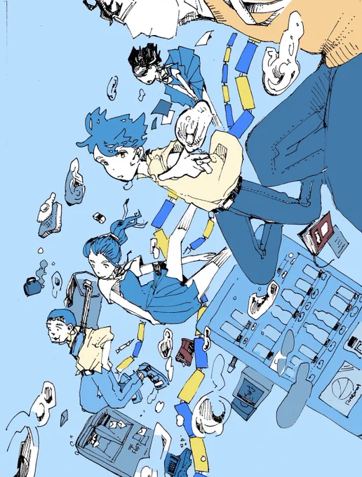 前1部作画描かせてもらった読切の、
表紙ラフ出てきた🌊 