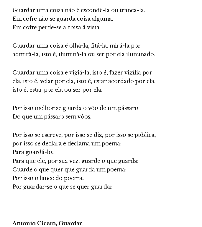 Guardamos, também, a despedida.