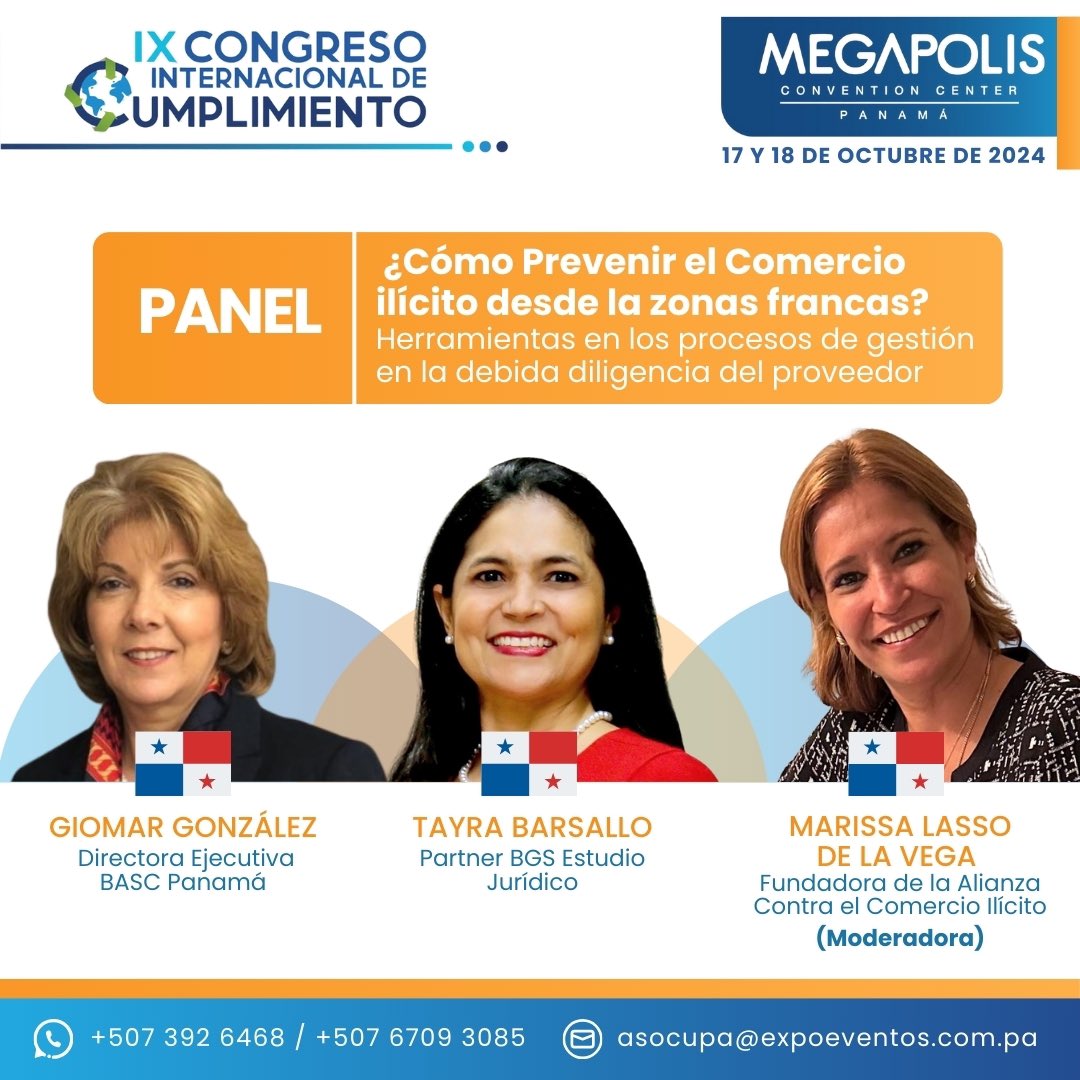 Agradecemos <a href="/asocupa/">ASOCUPA</a> por la invitación que nos hicieron de participar como expositores en panel conformado por <a href="/MLDLVF/">M Lasso de la Vega F</a> <a href="/tayrabarsallo/">Tayra Barsallo</a> <a href="/BascPanama/">BASC Panamá</a> #congreso2024 #cumplimiento #zonasfrancas #Panamá