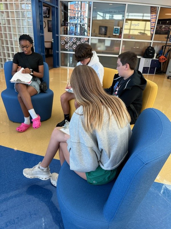Crestview Middle English students working on delineating positive and negative outcomes of certain decisions this morning. #NurturingLearning