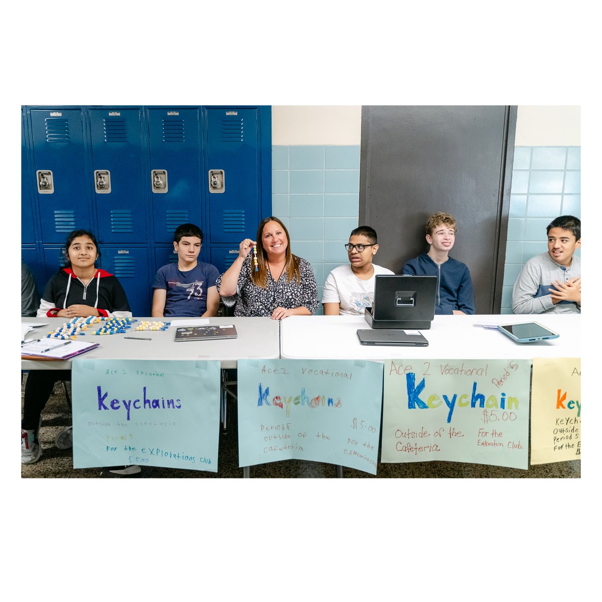 BethpageUFSD's tweet photo. The Bethpage HS ACE program held a keychain sale last week! Students learned product creation, marketing, and sales, with all proceeds supporting The Explorations Club.👏🎉 Way to build skills and give back! 💙#WeAreBethpage #ExplorationsClub #VocationalLearning https://t.co/OCPwDmIWdq